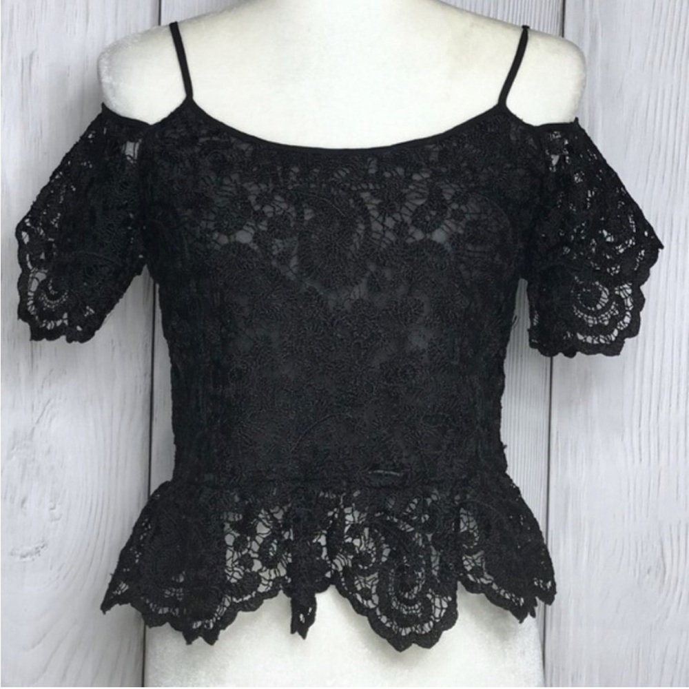 Zara Black lace peplum top